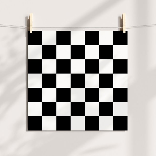Pôster Padrão Xadrez Preto e Branco (Black & White Checkered Pattern Poster)