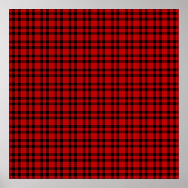 Poster Padrão Xadrez Preto Vermelho (Frente)
