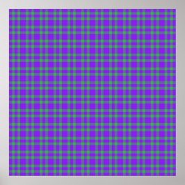 Poster Padrão Xadrez Verde Roxo