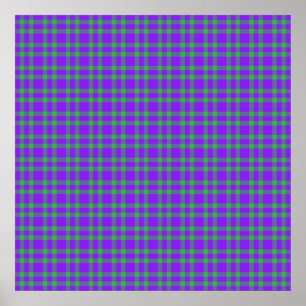 Poster Padrão Xadrez Verde Roxo