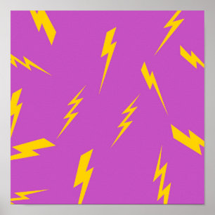 Poster Padrão Y2K de fundo roxo de raios