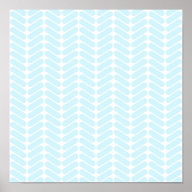 Pôster Padrão Zigzag Azul Pastel inspirado em tricô. (Frente)