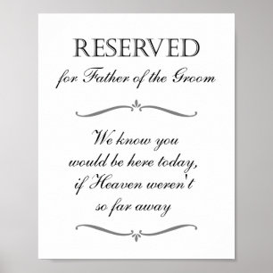 Poster Padre de Groom Reservado Presidente Casamento Memo