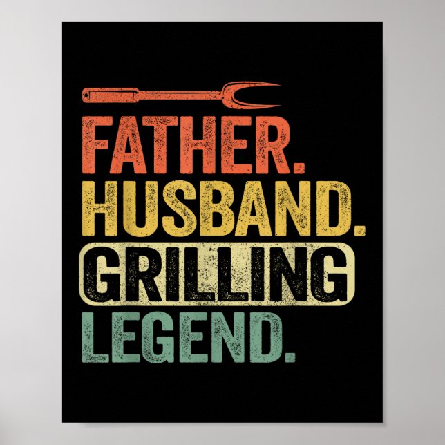 Poster Padre Husband Griling Legend Barbecue Engraçado Po (Frente)