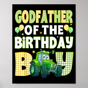 Poster Padrinho do Trator do Menino do Aniversário Caminh