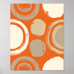 Poster Padrões Circulares Abstratos em um Fundo Laranja