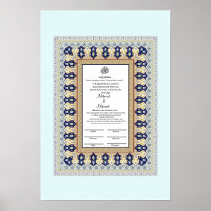 Poster Padrões da fronteira islâmica Certificado Nikkah