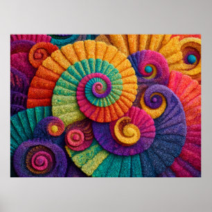 Poster Padrões de Abstrato espiral vibrantes