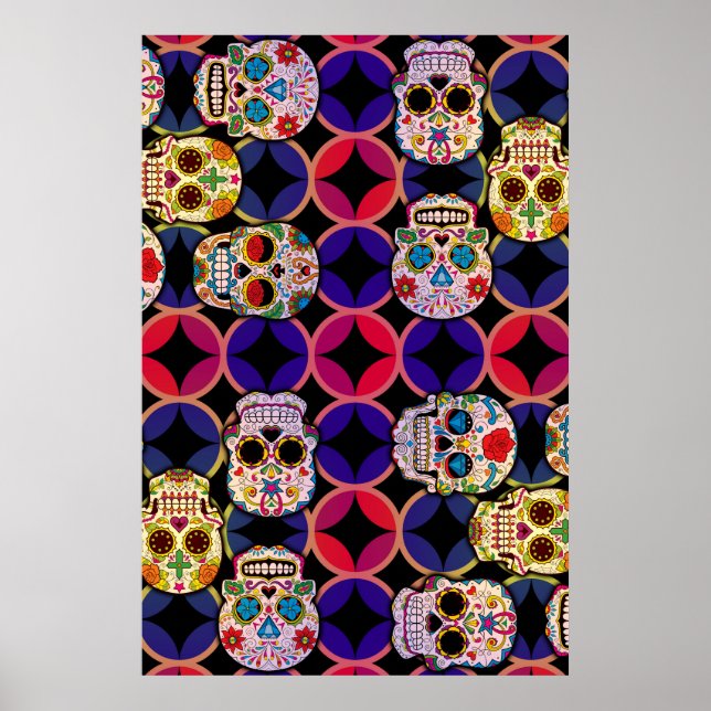 Poster Padrões de crânios de açúcar (Frente)