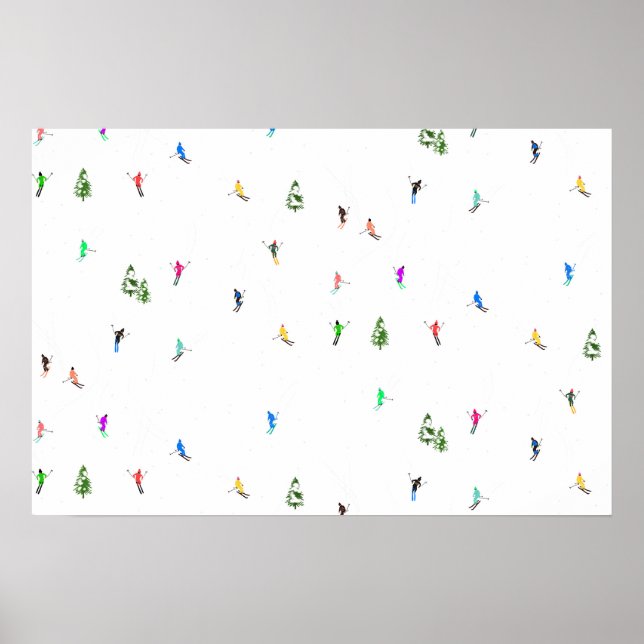 Poster Padrões de esqui de esqui alpino no inverno (Frente)