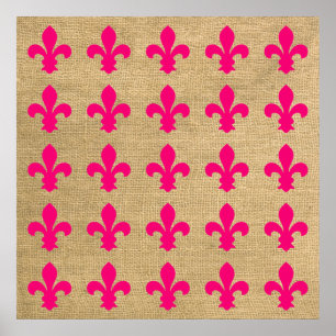 Pôster Padrões de Fleur de Lys, Moods Parisienses Rosa