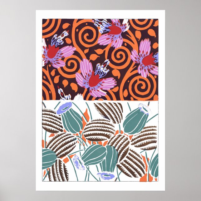 Poster Padrões de flores da vindima II (Frente)