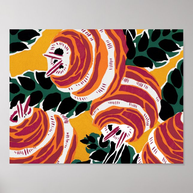 Poster Padrões de flores de vindima D Pequeno (Frente)