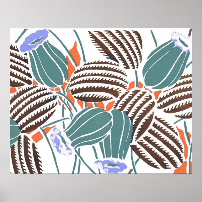 Poster Padrões de flores de vindima pequeno (Frente)