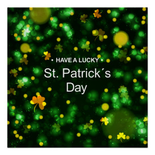 Pôster Padrões de Lusura de Shamrock irlandês Lucky Green