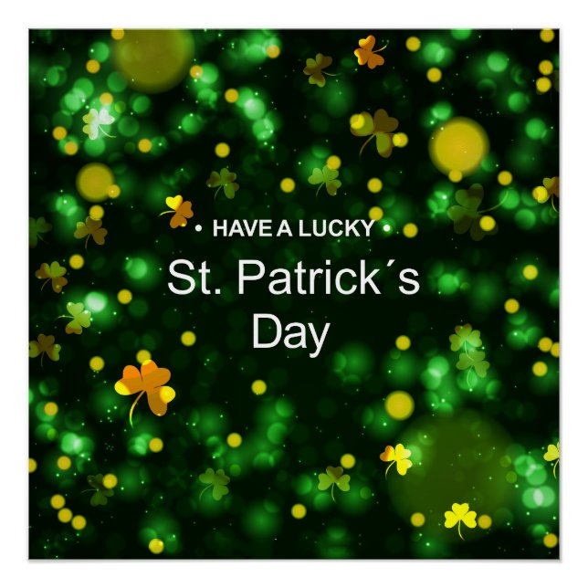 Pôster Padrões de Lusura de Shamrock irlandês Lucky Green (Frente)