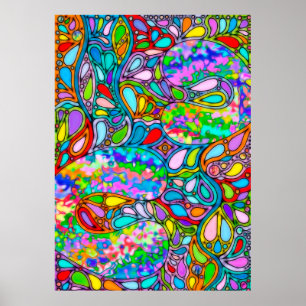 Poster Padrões De Mão E Digitalmente Pintados Art 54°