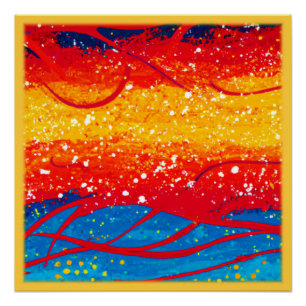 Pôster Padrões de Ondas Coloridas do Oceano. Comprar Agor