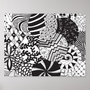 Poster Padrões do círculo de Zendoodle do divertimento