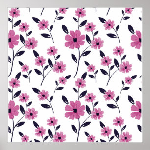 Poster Padrões florais sem costura, desenhados à mão
