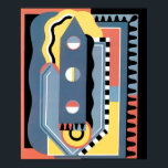 Pôster Padrões Geométricos de Vintage Art Deco Pochoir Ja<br><div class="desc">Ilustração Vintage art deco pochoir, padrão de Georges Valmier, do livro francês Collection Decors et Couleurs, 1930. Pocorir é uma técnica de estêncil comum em quadros de surrealismo. Um design de cubismo moderno com uma variedade de formas e cores geométricas. Esse padrão inclui um instrumento de escrevendo que se assemelha...</div>