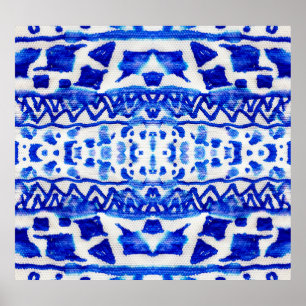 Poster Padrões Nativos do Seta do Indigo Étnico