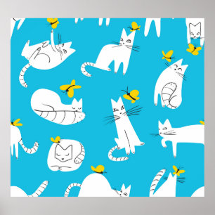 Poster Padrões para gatos e borboletas lúcidos