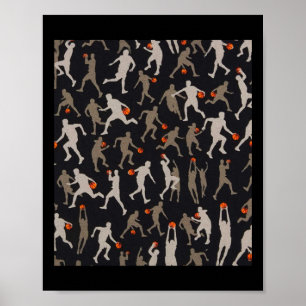 Poster Padrões Pretos de Tecido de Basquete