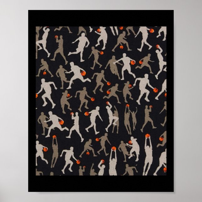 Poster Padrões Pretos de Tecido de Basquete (Frente)