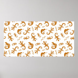 Poster Padrões sem costura de lagartos e camaleões