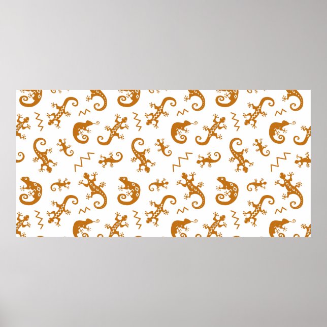 Poster Padrões sem costura de lagartos e camaleões (Frente)