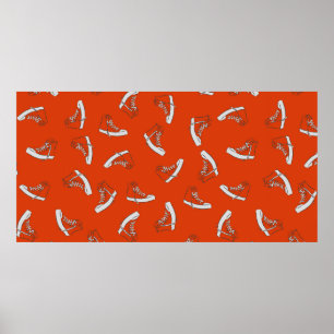 Poster Padrões sem costura em fundo vermelho