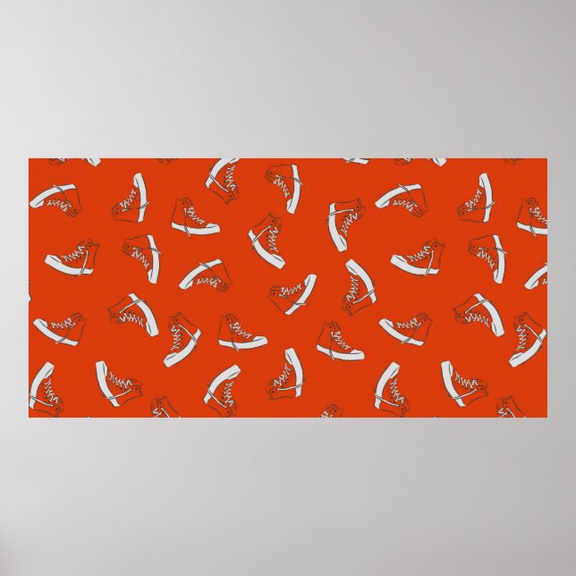 Poster Padrões sem costura em fundo vermelho (Frente)