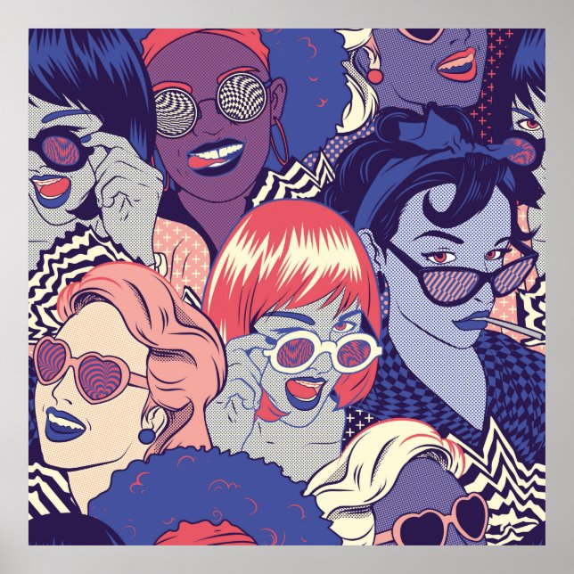 Poster Padrões Sem Olhos De Gengivas De Arte Pop. Backgr (Frente)