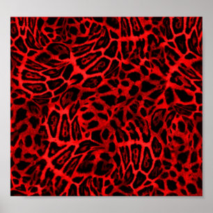 PÔSTER PADRÕES WOBBLE LEOPARD VERMELHOS PADRÕES DE FUND