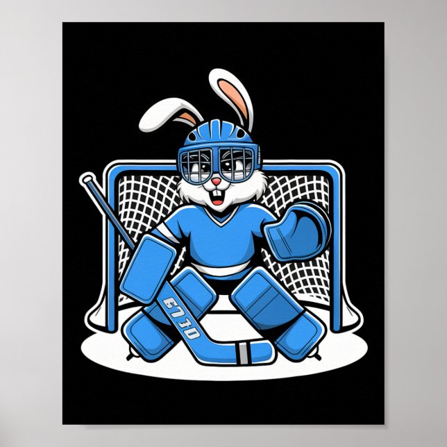 Poster Pads de Rede Azul de Goleiro de Hóquei Bunny Stick (Frente)