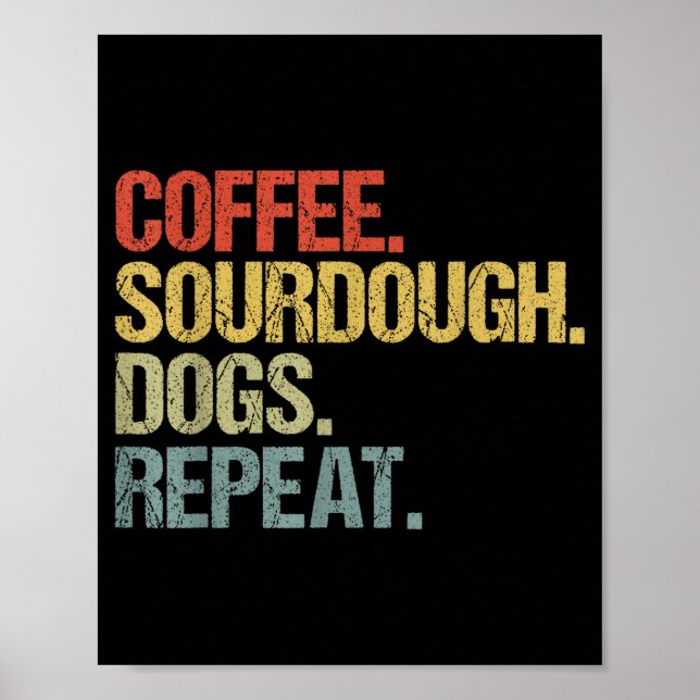 Poster Pães de fermento natural engraçados de café com cã (Frente)