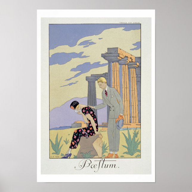 Poster Paestum, 1924 (impressão pochoir) (Frente)