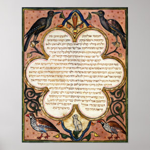 Poster Page from a Hebrew Bible with birds, 1299