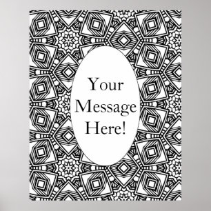 Poster Página Coloração do Adulto do Limite Oval do Padrã