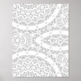 Poster Página de Arte para Colorir com Padrão Geométrico