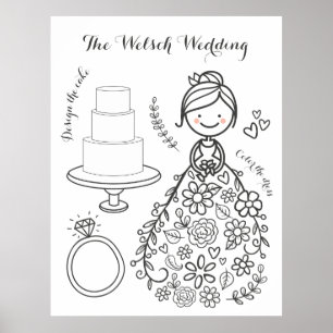 Poster Página de Coloração da Atividade de Casamento Ilus