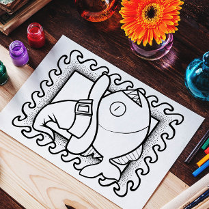 Poster Página de Coloração de Peixe Dia de as Bruxas engr