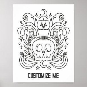 Poster Página de Coloração do Halloween e do Pumpkin Pers
