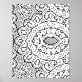 Poster Página de Colorir Intrincada com Padrão Orgânico A