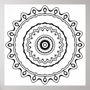 Poster Página de Colorir Mandala de Anel Simples para Rel