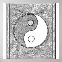 Página de Colorir Simétrica Intrincada: Yin Yang 