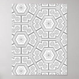 Poster Página de Cores de Azulejos Hexagonais Arte Geomét
