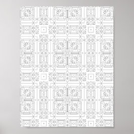 Poster Página de Cores de Grade Triangular Arte de Padrão