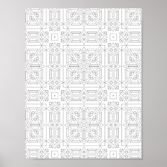 Poster Página de Cores de Grade Triangular Arte de Padrão (Frente)